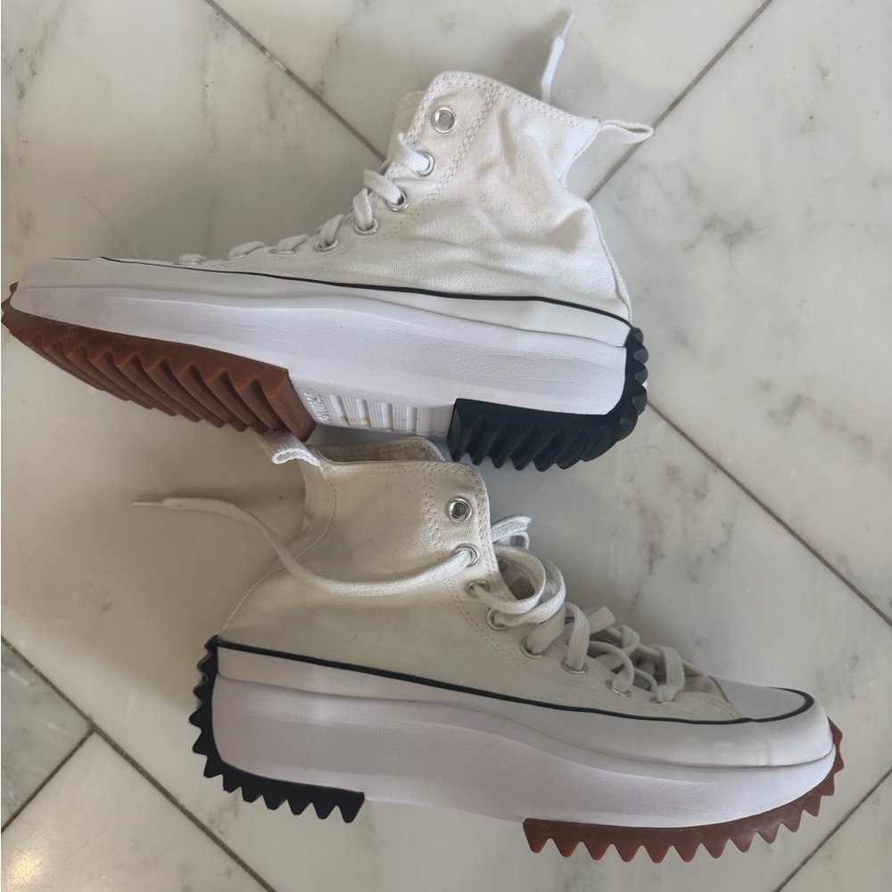 Converse CTAS size 9 Run Star Hike High White Cream Black Gum Lug Sole Sneakers - Picture 10 of 12
